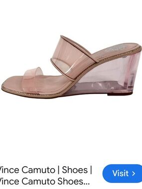 Vince Camuto Blush Pink Transparent Wedge Slide Sandals